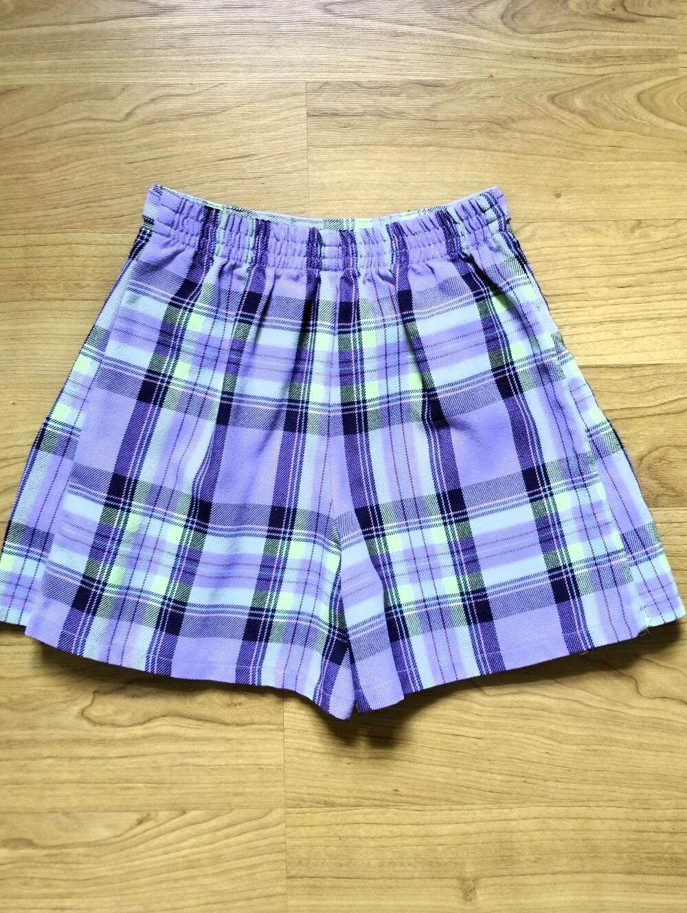 The Children's Place Purple Plaid Skort with Lime Accents